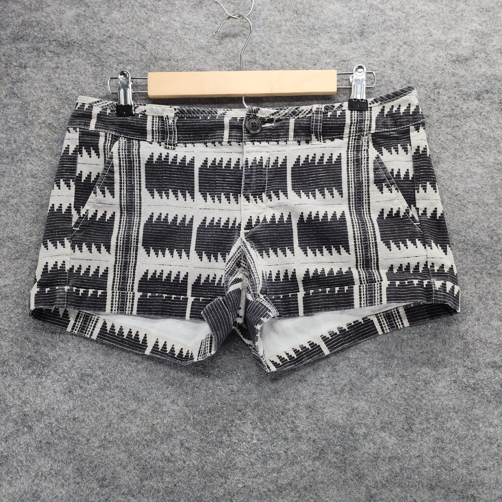 American Eagle Shorts Womens 6 Midi Black White Twill Stretch Mid Rise 32" Waist